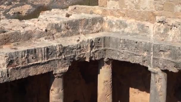 Paphos Cipru Septembrie 2021 Vedere Asupra Mormintelor Regilor Ruinele Orașului — Videoclip de stoc