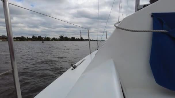 Close Element Sailing Yacht Yacht Trip White Yacht Sail — Stock Video