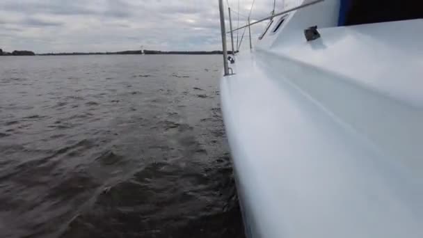 Close Element Sailing Yacht Yacht Trip White Yacht Sail — Stock Video