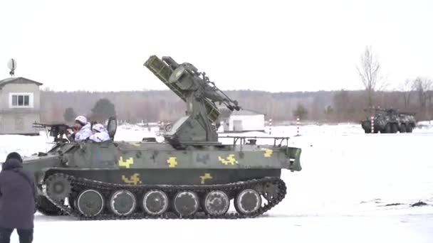 Frontera Ruso Ucraniana Ucrania Febrero 2022 Ejército Ucraniano Realiza Ejercicios — Vídeos de Stock