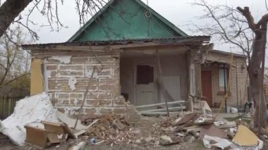 Gostomel-Bucha, Kyiv Bölgesi, Ukrayna - Nisan 2022: Rusya Ukrayna Savaşı.