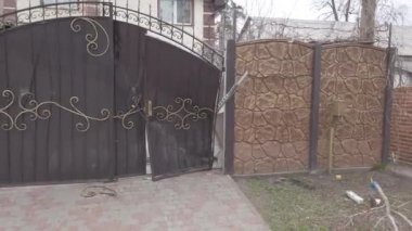 Gostomel-Bucha, Kyiv Bölgesi, Ukrayna - Nisan 2022: Rusya Ukrayna Savaşı.