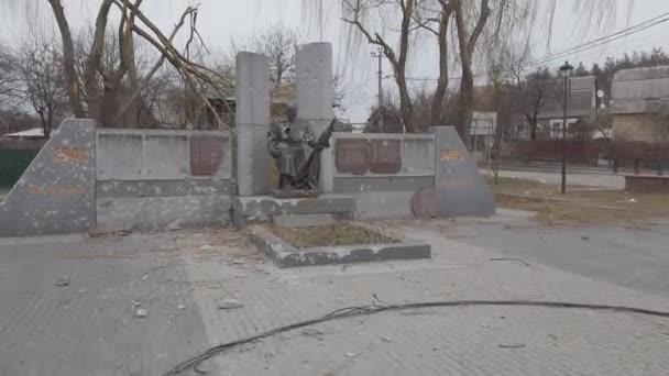 Gostomel Bucha Περιφέρεια Kyiv Ουκρανία Απρίλιος 2022 Πόλεμος Στην Ουκρανία — Αρχείο Βίντεο