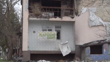 Gostomel-Bucha, Kyiv Bölgesi, Ukrayna - Nisan 2022: Rusya Ukrayna Savaşı.