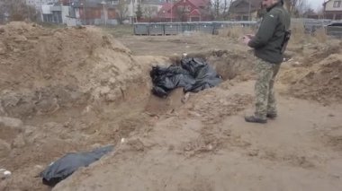 Gostomel-Bucha, Kyiv Bölgesi, Ukrayna - Nisan 2022: Rusya Ukrayna Savaşı.