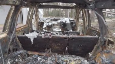 Gostomel-Bucha, Kyiv Bölgesi, Ukrayna - Nisan 2022: Rusya Ukrayna Savaşı.