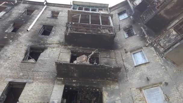 Irpin Kyiv Region Ukraine June 2022 Burnt House Rocket Bombers — 图库视频影像