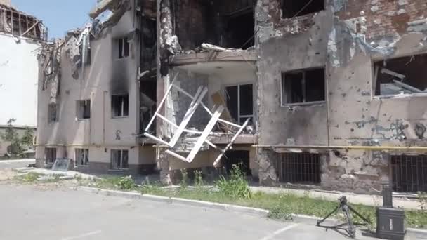 Irpin Regione Kiev Ucraina Giugno 2022 Casa Bruciata Dai Bombardieri — Video Stock