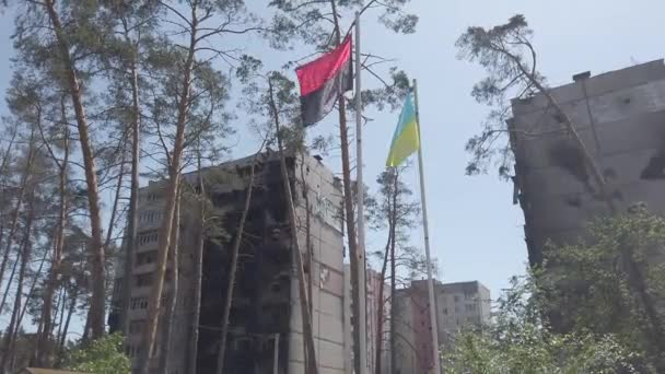 Irpin Kyjevská Oblast Ukrajina Červen 2022 Spálený Dům Raketových Bombardérů — Stock video