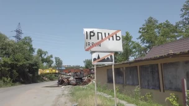 Irpin Região Kiev Ucrânia Junho 2022 Casa Queimada Bombardeiros Foguetes — Vídeo de Stock
