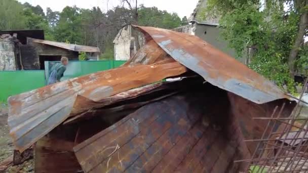 Gorenka Kyiv Region Ukraine July 2022 Local Residents Clearing Rubble — 图库视频影像