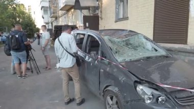 Vinnytsia, Ukraine - July 14, 2022: Consequences of the bombing of the city center. Consequences of the war between Russia and Ukraine. Destroyed houses after the bombing by the Russian army