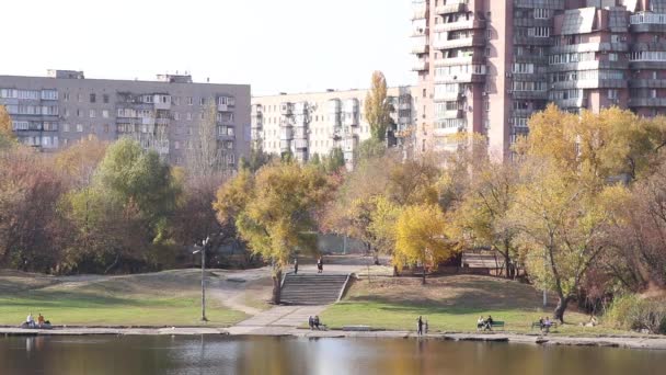 Quartiere Residenziale Nella Città Dnipro Ucraina Edificio Più Piani Nei — Video Stock