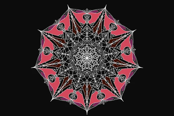 Mandala Coloré Sur Fond Noir Ornement Décoratif Style Oriental Ethnique — Photo