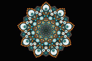 Renkleri farklı olan renkli mandala. Etno-doğu tarzında dekoratif süs. çok renkli mandala, sanat eseri.