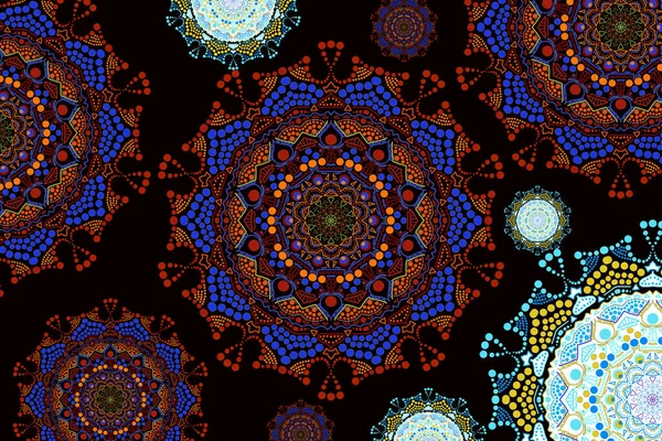 Mandala Colorati Dei Loro Punti Colori Diversi Ornamento Decorativo Stile — Foto Stock