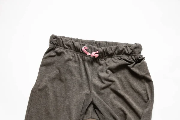 Women Sweatpants Lie White Background Women Trousers Top Pants — Stock Photo, Image