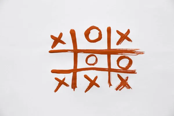 Juego Tic Tac Toe Dibuja Pinturas Sobre Papel Blanco Jugar —  Fotos de Stock