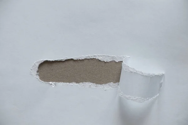 White Torn Paper Hole Middle Torn Paper Space Text White — Stock Photo, Image