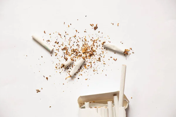 Cigarettes Sur Fond Isolé Gros Plan Tabagisme Mauvaises Habitudes Nicotine — Photo