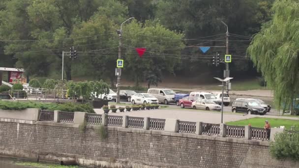 Ukraine Dnipro 2021 Matin Conduis Voiture Long Rue Centrale Ville — Video