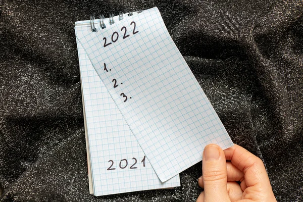 Блокнот Текстом 2021 2022 Років Плани Рік Щасливий Новий Рік — стокове фото