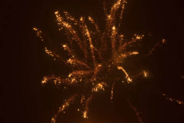 Fireworks in the night sky in Ukraine, the city of Dnipro, Happy New Year 2022
