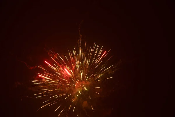 Fireworks Night Sky Ukraine City Dnipro Happy New Year 2022 — Fotografia de Stock