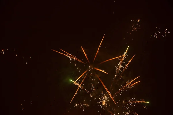 Fireworks in the night sky in Ukraine, the city of Dnipro, Happy New Year 2022