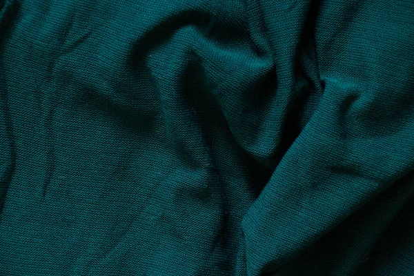 Tecido Malha Crumpled Verde Escuro Como Fundo Closeup — Fotografia de Stock