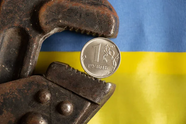 Gaz Anahtarı Rus Rublesini Rublonun Çöküşünü Rusya Karşı Yaptırımları Rusya — Stok fotoğraf