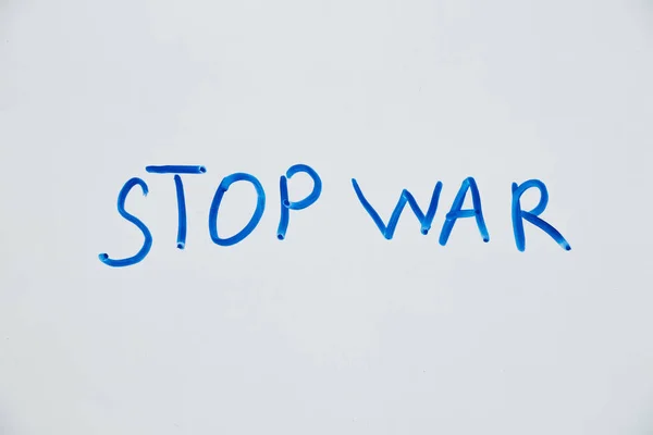 Írásos Szöveg Megállítani Háborút Fehér Háttér Tiltakozás Akció Nincs Háború — Stock Fotó