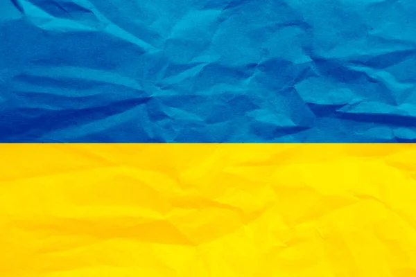 Nationale Vlag Van Oekraïne Geel Blauw Verkreukeld Stop Oorlog Oekraïne — Stockfoto