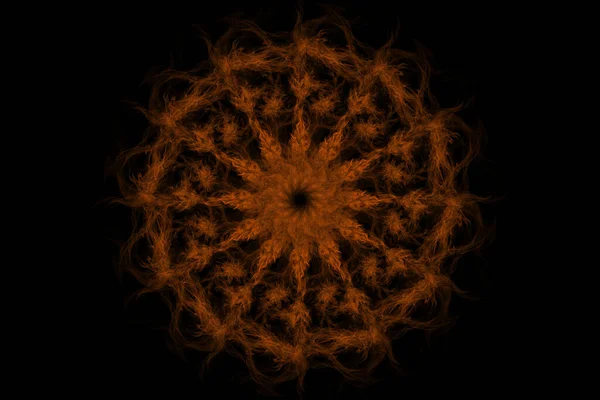 Vuur Mandala Vorm Van Een Cirkel Een Zwarte Achtergrond Oosterse — Stockfoto