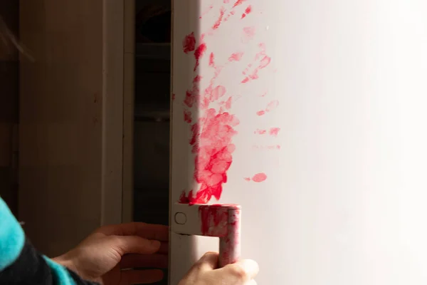 Refrigerador Sangre Casa Merodeadores Rusos Roban Cosas Matan Gente Ucrania — Foto de Stock