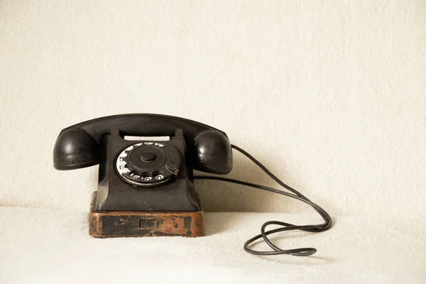 Old Black Retro Phone Isolated Background Rotary Phone Technology — Stok Foto