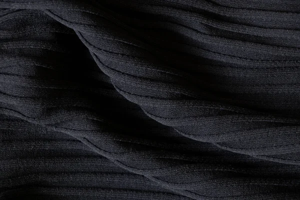 Чорна Хвиляста Тканина Фон Крупним Планом Текстиль Мода — стокове фото