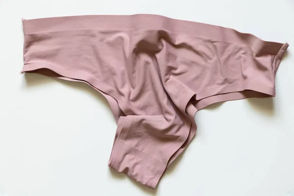 Pink Women Panties White Background Crumpled Panties Dirty — Foto Stock