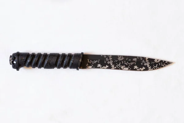 Боевой Нож Белом Фоне Крупным Планом Солдатский Нож — стоковое фото