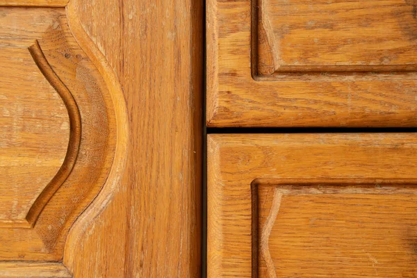 Stara Kuchnia Drewniana Brązowy Szafka Jako Tło Meble Kuchenne Drzwi — Zdjęcie stockowe