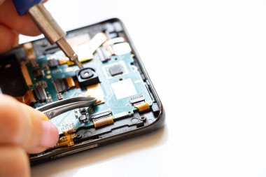 Disassembled mobile phone, phone repair and maintenance, service