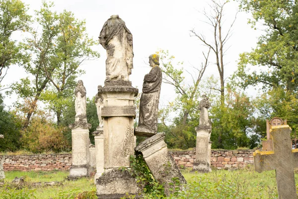 우크라이나에 폴란드 유대인의 묘지이다 버려진 우크라이나에 세기와 세기의 조각품 — 스톡 사진