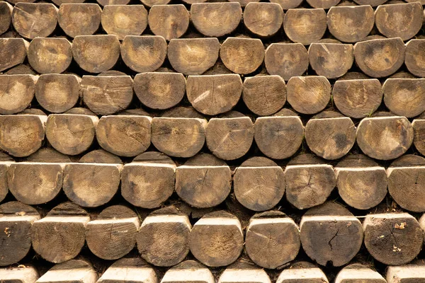 Wooden steps up as a background, stairs and wooden logs