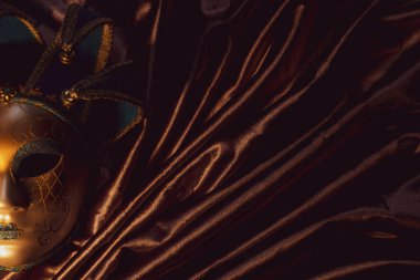 İpek kumaşta Venedik karnaval maskesi, maskeli aktör, tiyatro