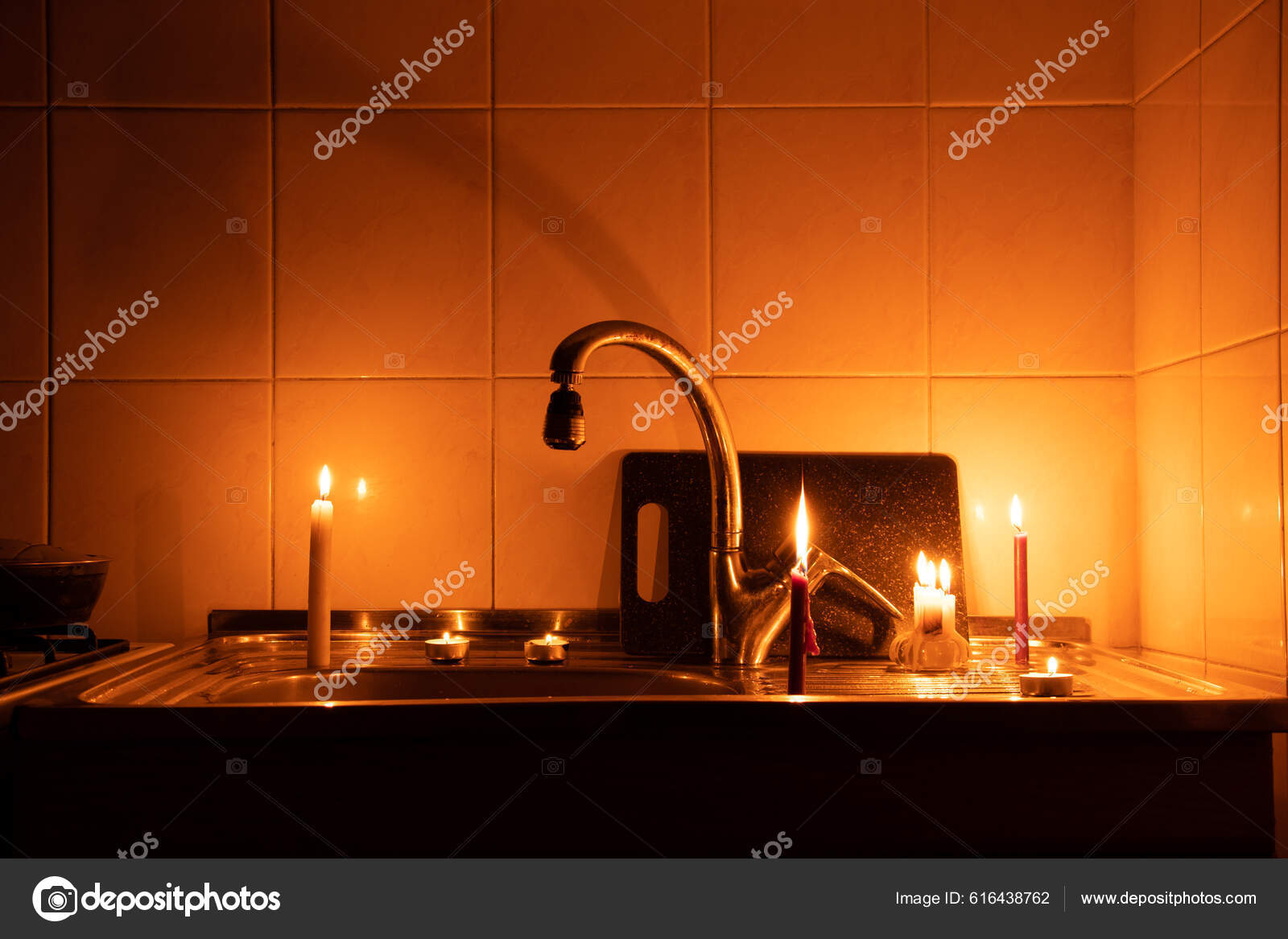 Apartment Electricity Kitchen Candlelight Ukraine Electricity Due War
