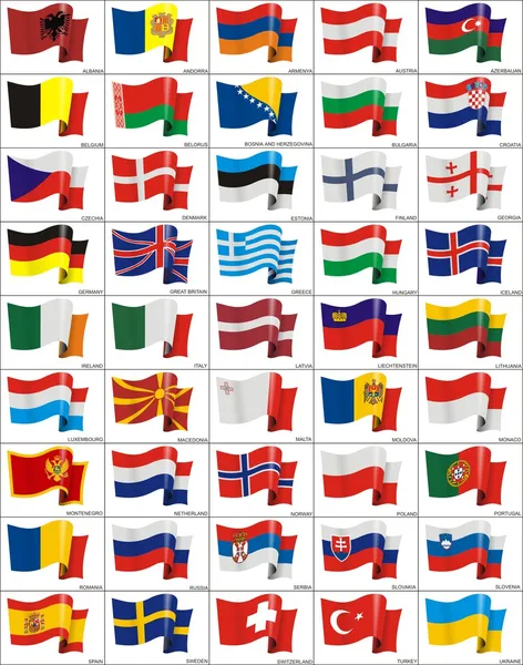 Ondeando banderas de los países europeos Vectores de stock libres de derechos