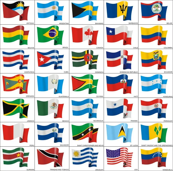 Bandeiras da América do Norte e do Sul —  Vetores de Stock
