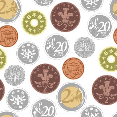 Colorful background with an image of coins clipart