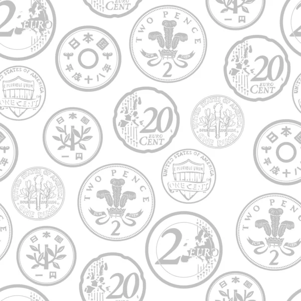 Weiß mit grauem Hintergrund mit dem Bild von Münzen lizenzfreie Stockillustrationen