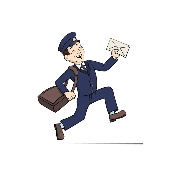 Funny Postman with Letter — Stock Vector